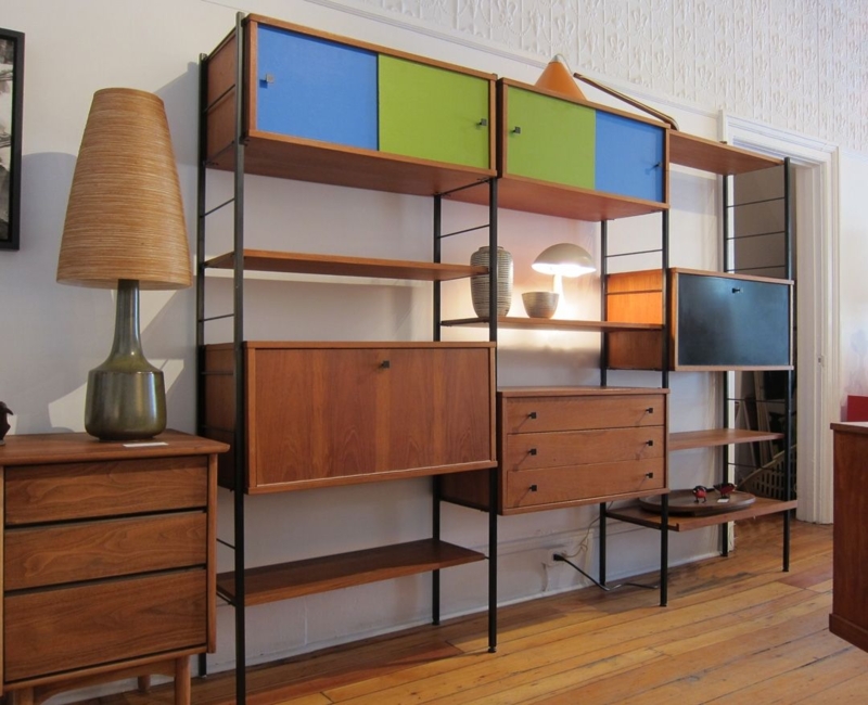 Colorful Mid-Century Modern Modular Shelving Unit Design