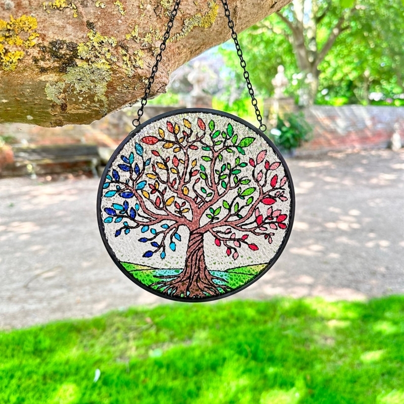 Colorful Tree of Life Stained Glass Suncatcher