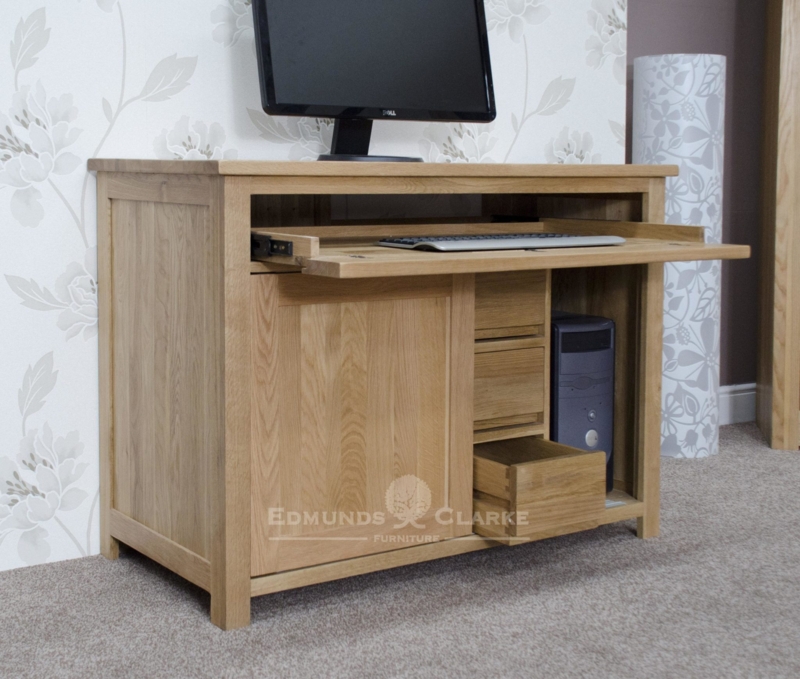 Compact Bury Oak Home Office Hideaway Desk