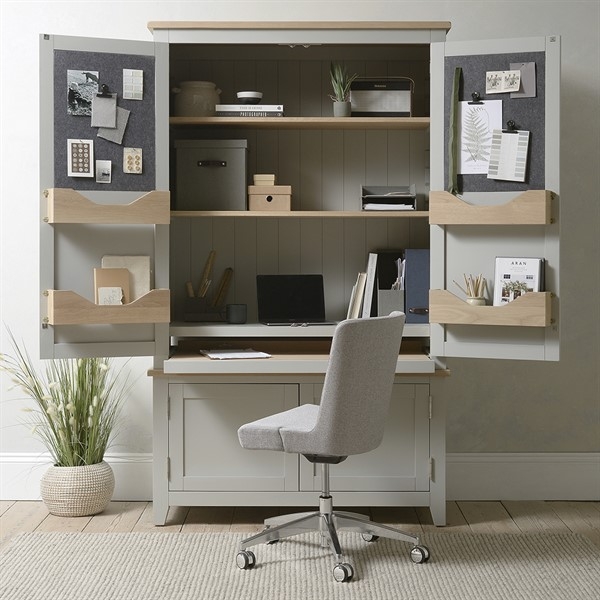 Compact Dove Grey Wall-Mounted Home Office Desk