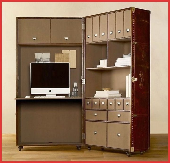 Compact Minimalist Mobile Workspace with Storage