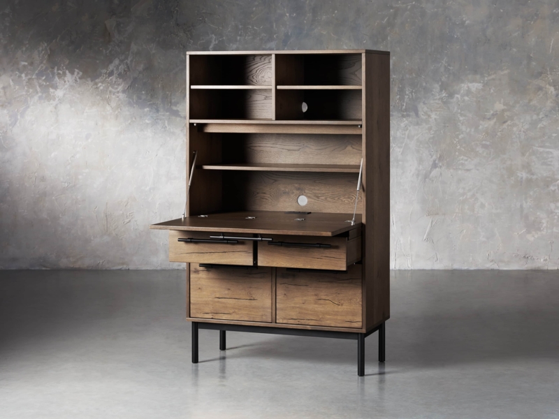 Compact Modern Sullivan Hideaway Desk with Storage