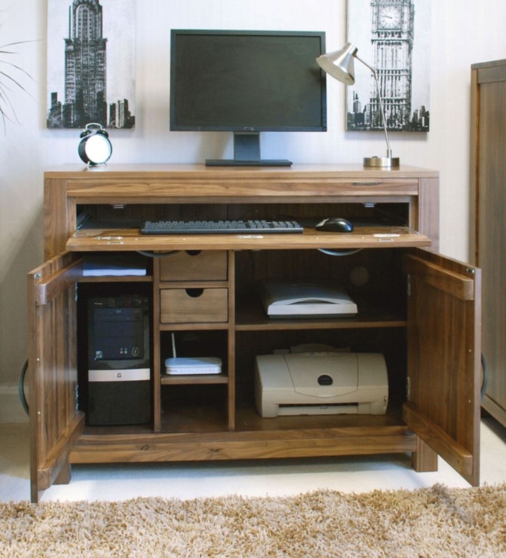 Compact Wooden Hideaway Computer Desk with Storage