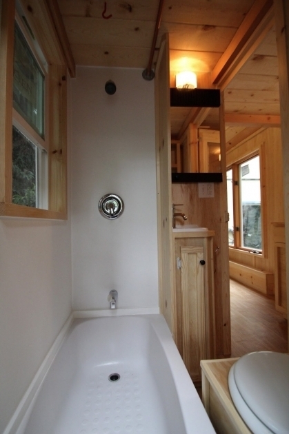 Compact Wooden Tiny House Bathroom Design