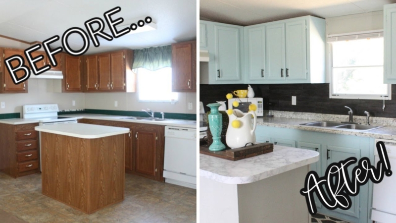 COMPLETE Mobile Home Kitchen Makeover! ONLY $200!!!! - YouTube