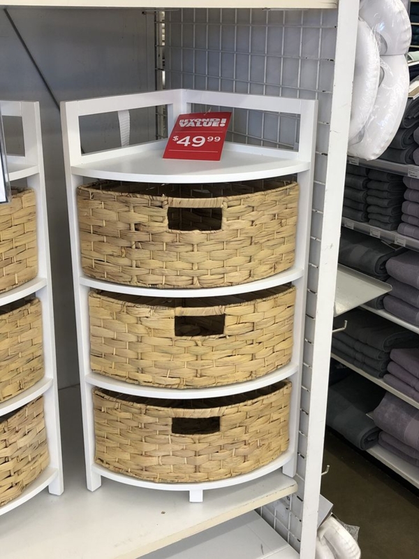 Corner basket shelves | Basket shelves, Shelves, Home decor