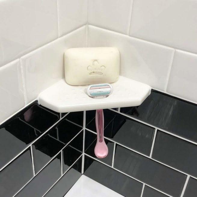 Corner Bathroom Shelf with Soap and Razor Holder