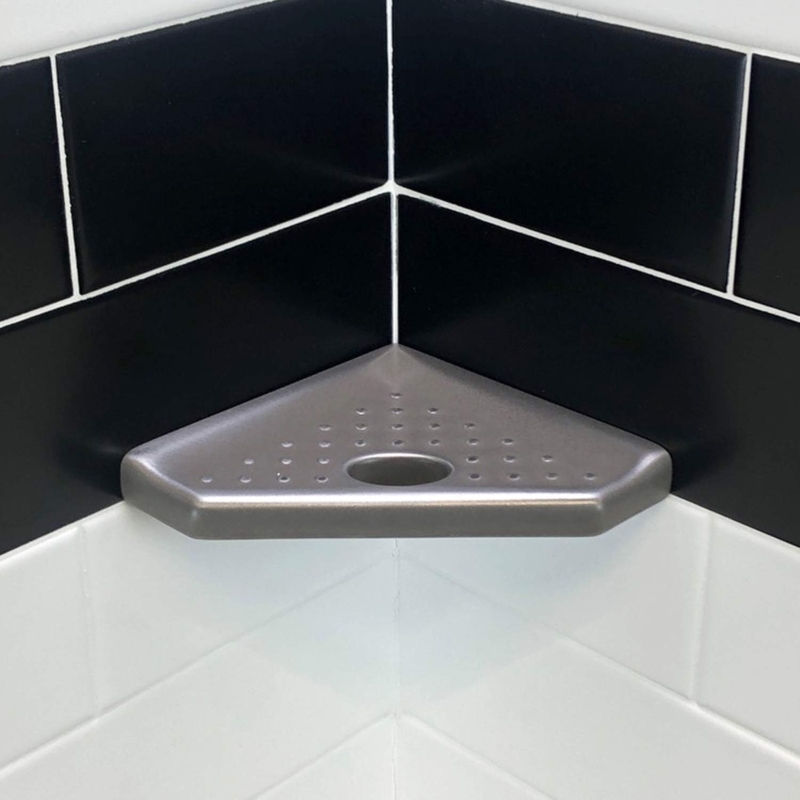 Corner Wall-Mounted Shower Footrest with Drain Holes