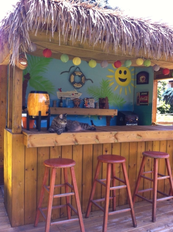 Cozy Backyard Tiki Bar with Tropical Decor