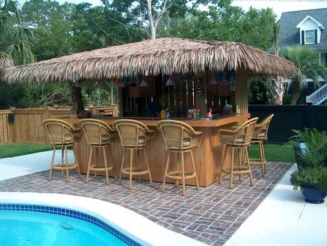 Cozy Backyard Tiki Hut Bar by Poolside