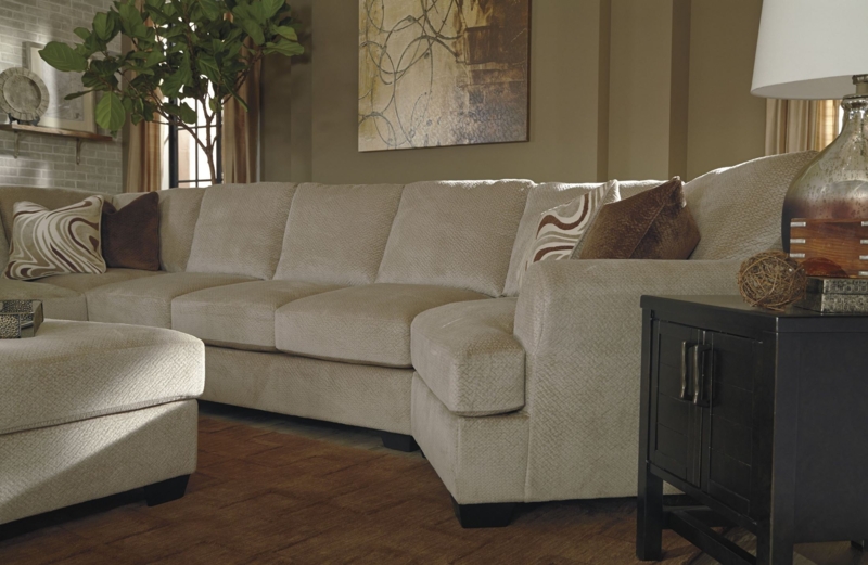 Cozy Beige Fleece RAF Cuddler Loveseat Sectional