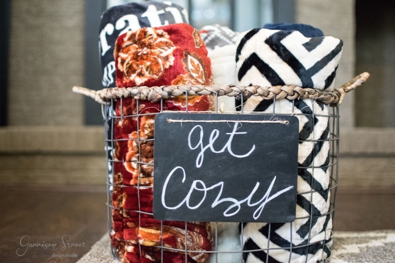 Cozy Blanket Basket with Chalkboard Sign