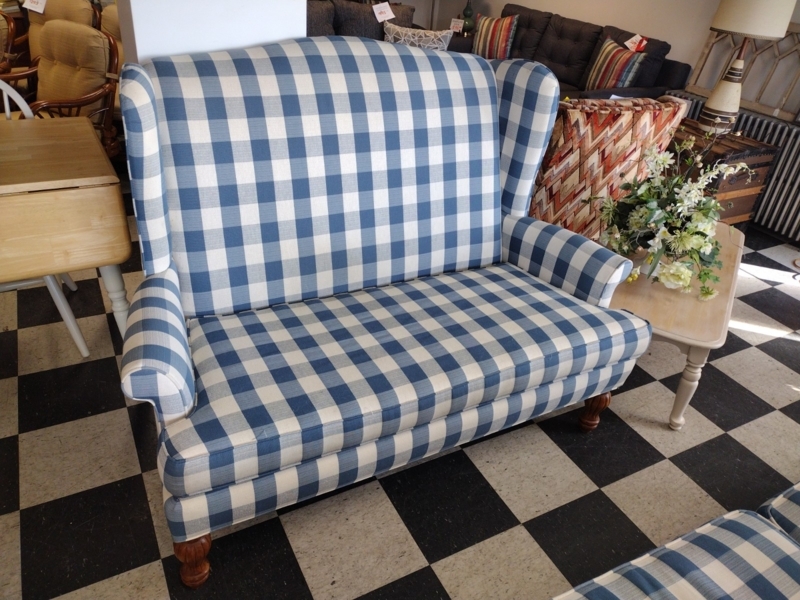 Cozy Blue and White Country Plaid Sofa