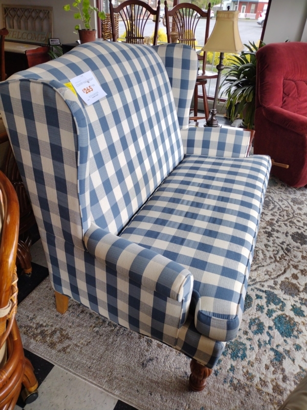 Cozy Blue and White Plaid Country Sofa