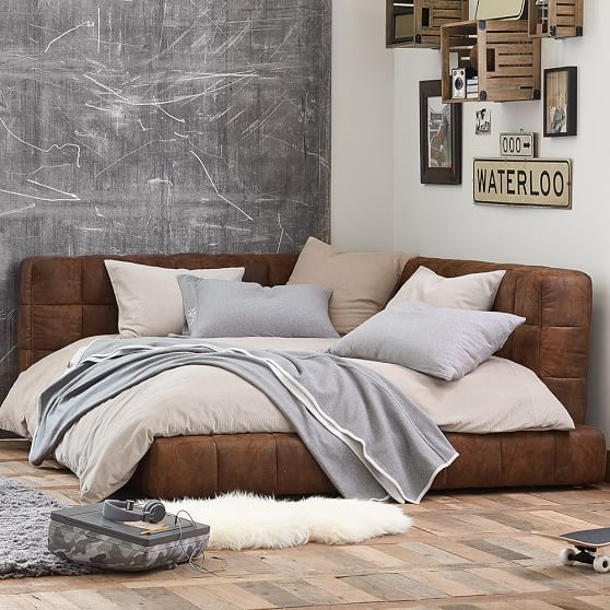 Cozy Brown Upholstered Corner Lounge Bed