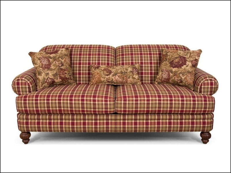 Cozy Country Plaid Sofa with Floral Pillows