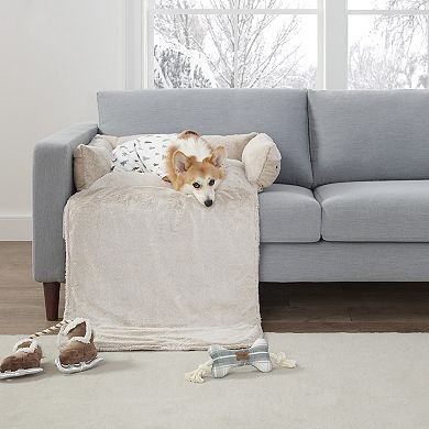 Cozy Faux Suede Convertible Pet Bed on Modern Sofa