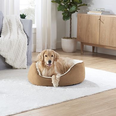 Cozy Faux Suede Sherpa Pet Bed in Living Room
