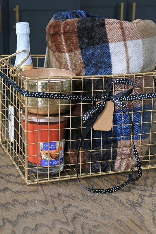 Cozy Gift Basket with Blanket and Candle