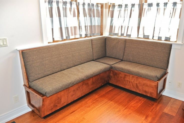 Cozy L-Shaped Banquette Seating with Wooden Base