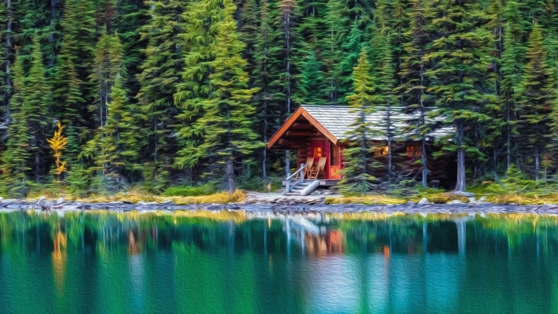 Cozy Lakeside Cabin Surrounded by Pine Trees
