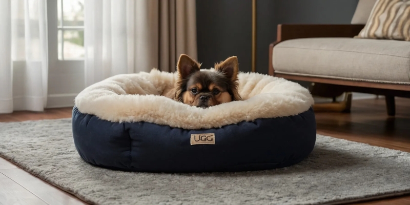 Cozy Medium UGG Dog Bed in Living Room