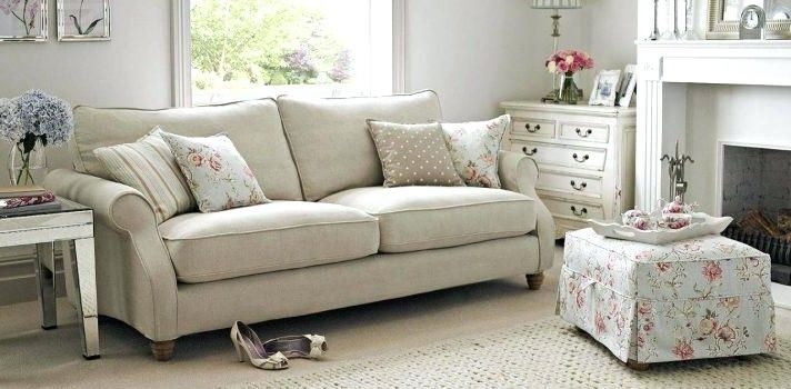 Cozy Neutral Country Style Sofa with Floral Accents