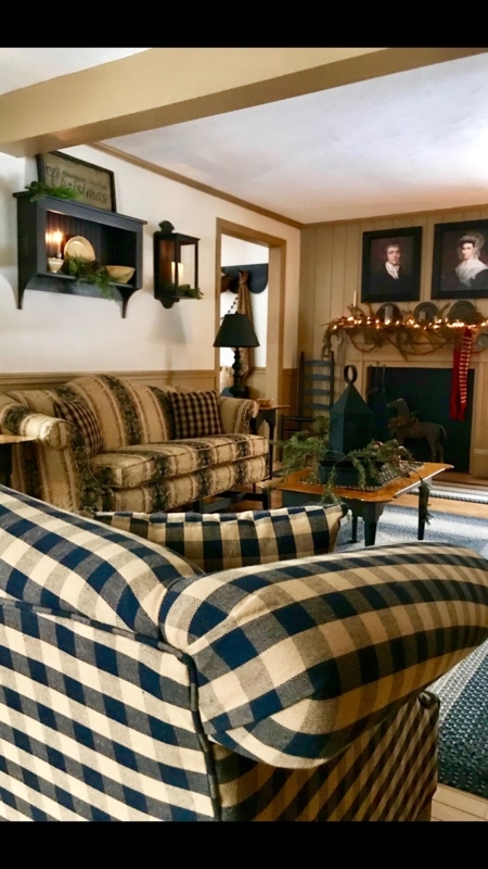 Cozy Plaid Living Room with Rustic Decor