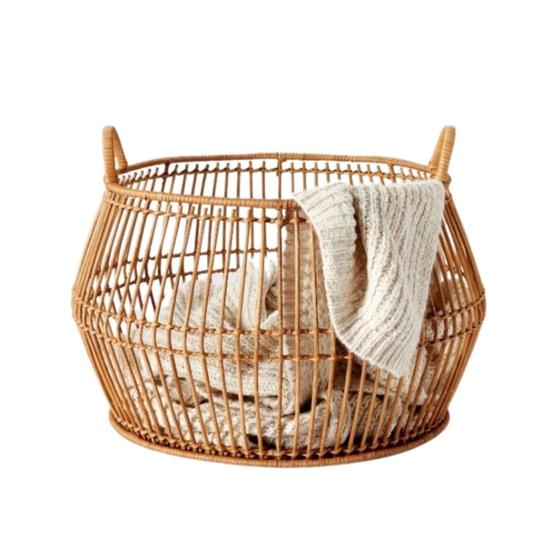 Cozy Rattan Blanket Basket for Living Room