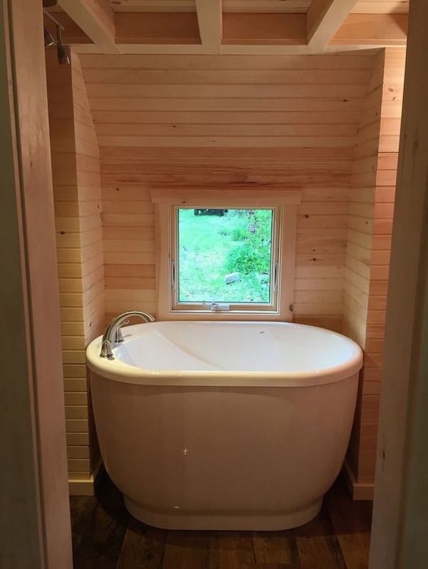 Cozy Small Space Bathtub in Tiny House Bathroom