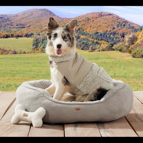 Cozy UGG Sherpa Dog Bed with Matching Toy
