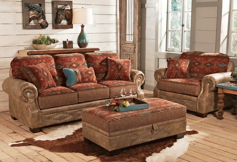 Cozy Western Style Sectional Sofa with Rustic Accents