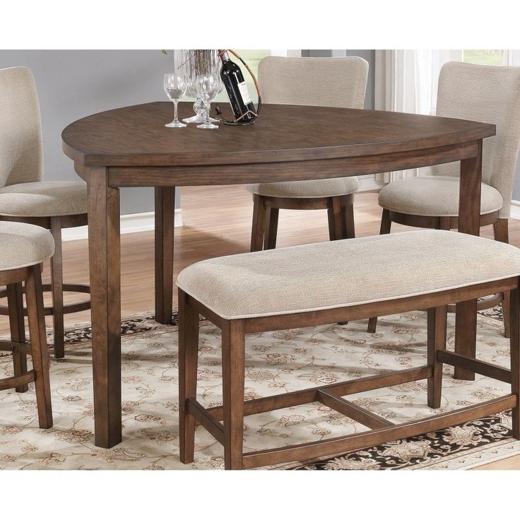 Cozy Wooden Triangular Dining Table with Benches