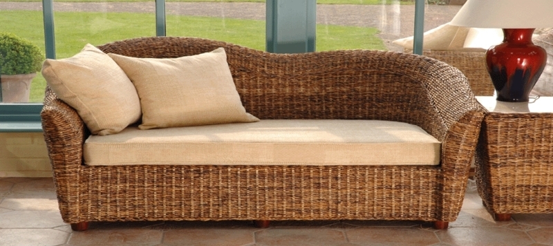 Cozy Woven Bamboo Sofa with Neutral Cushions Design