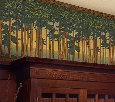 Craftsman Style Arts and Crafts Forest Wallpaper Borders