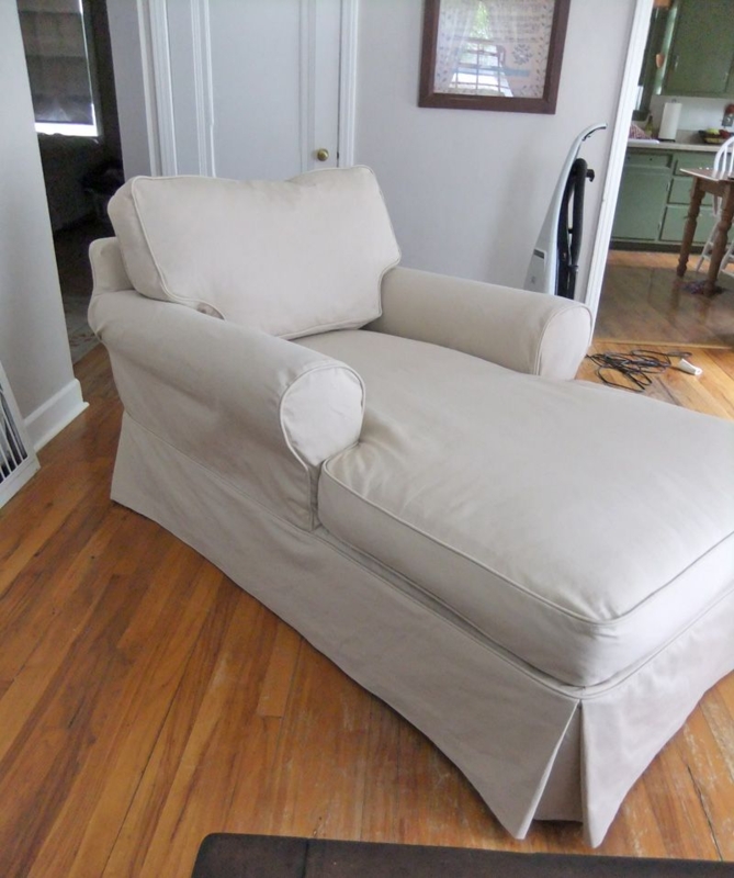 Cream Chaise Sofa with Tailored Slipcover