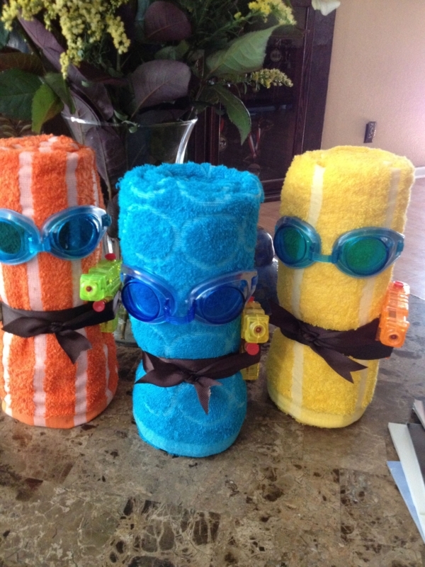 Creative Pool Party Towel Gift Ideas with Goggles