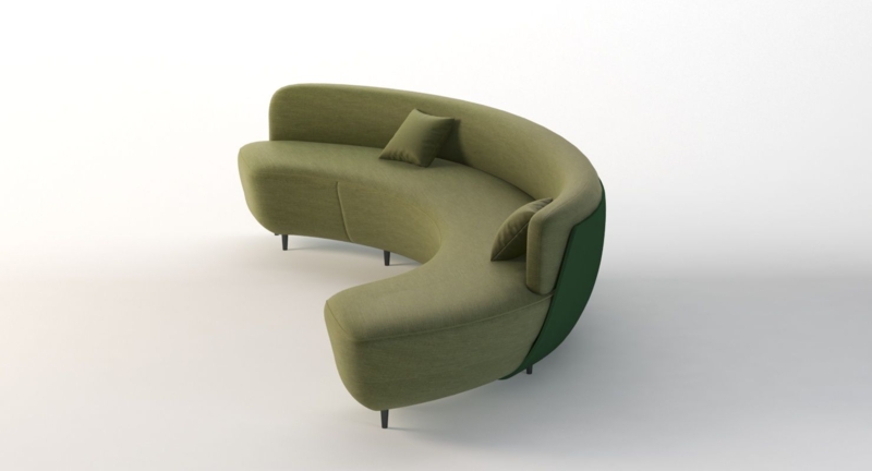 Curved Half Moon Sectional Chaise Lounge Fabric Sofa 3D Model $39 ...
