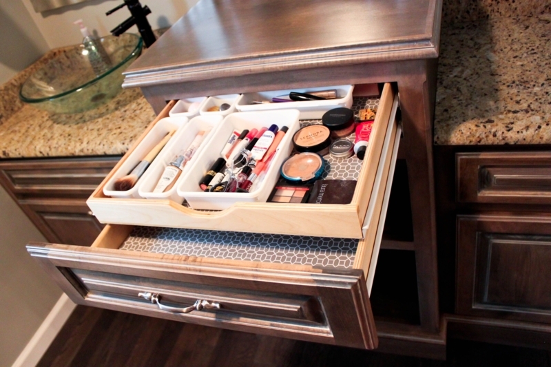 Custom Bathroom Vanity with Built-in Makeup Drawer