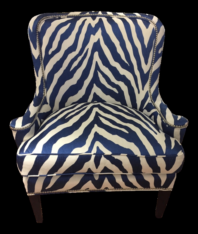 Custom Blue Zebra Print Accent Chair