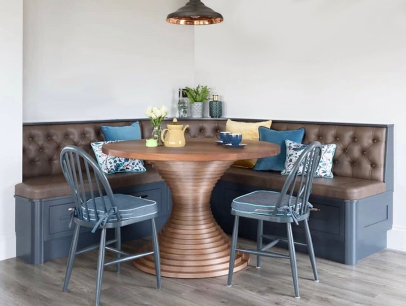 Custom Diamond Tufted L-Shaped Banquette Seating