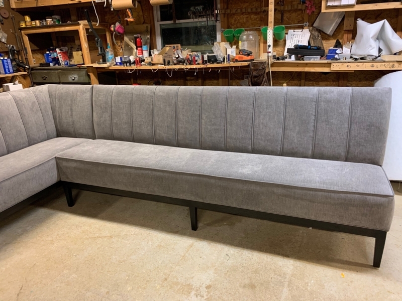Custom Gray L-Shape Banquette Dining Bench
