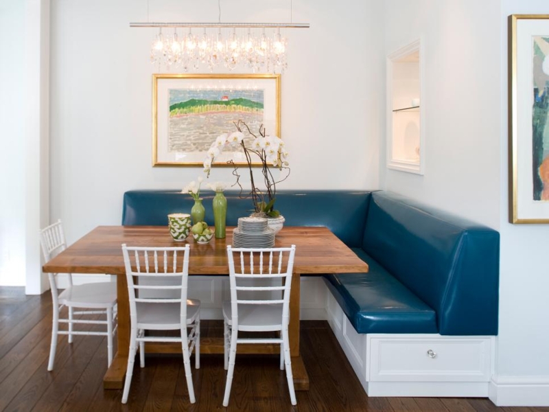 Custom L-Shaped Banquette Dining Bench with Storage