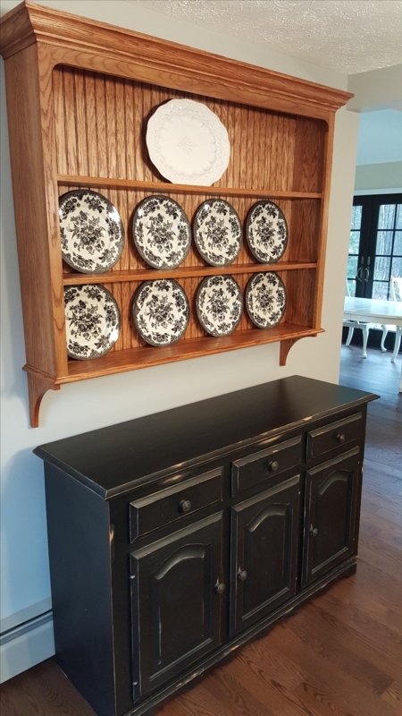 Custom Oak Wall-Mounted China Plate Display Rack