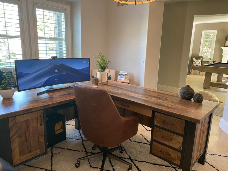 Custom Reclaimed Barnwood L-Shaped Corner Desk