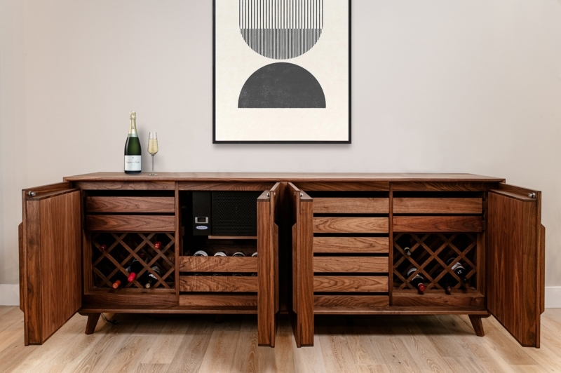 Custom Walnut Wine Credenza with Storage