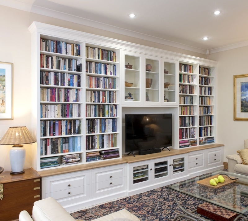 Custom White Home Office Bookshelves and Wall Units