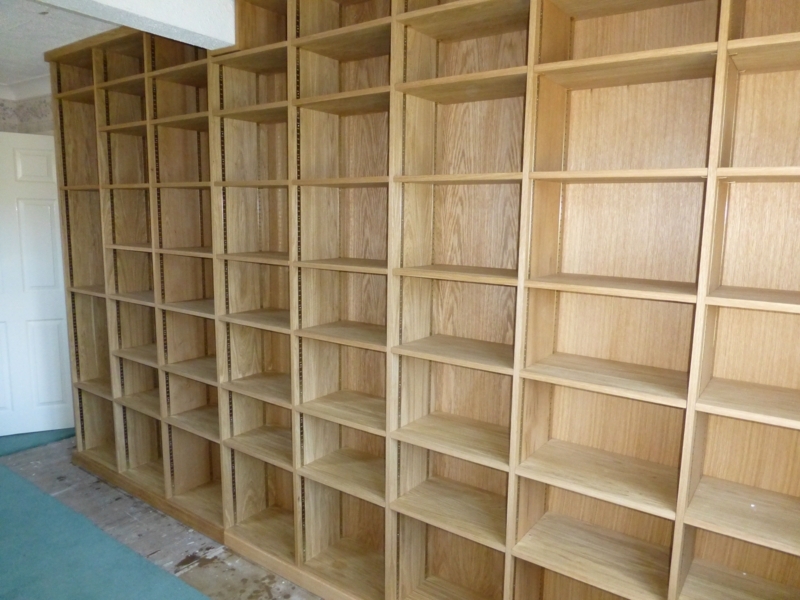 Custom White Oak Veneered Bookshelves with Adjustable Shelves