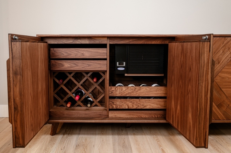 Custom Wooden Wine Credenza with Storage