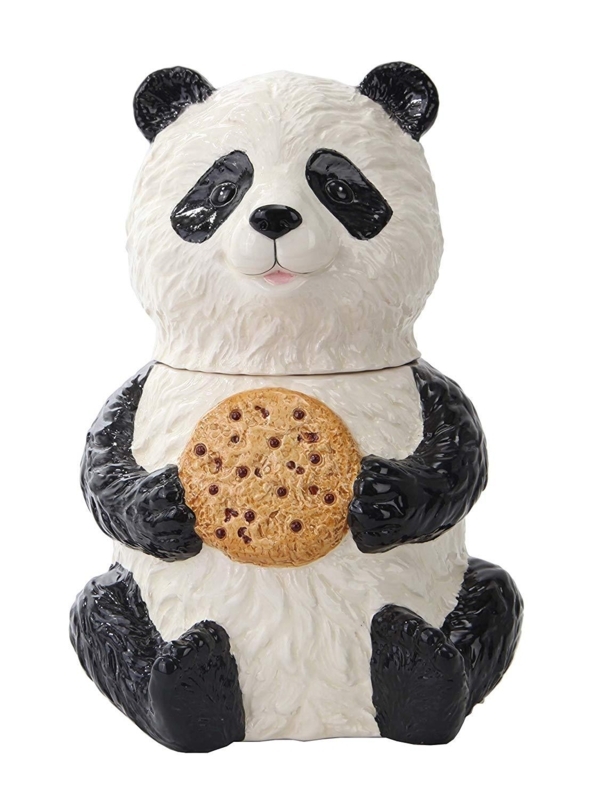 Cute Panda Bear Ceramic Cookie Jar with Cookie